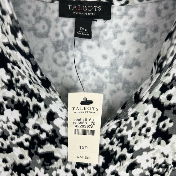 Talbots Top Size 1XP Long Sleeve Split Neck NWT Dark Floral Career Work Office - Picture 6 of 6